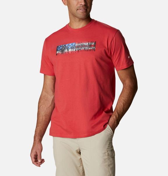 Columbia PFG T-Shirt Red For Men's NZ18705 New Zealand